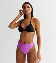 New Look Purple High Waist Thong Bikini Bottoms
